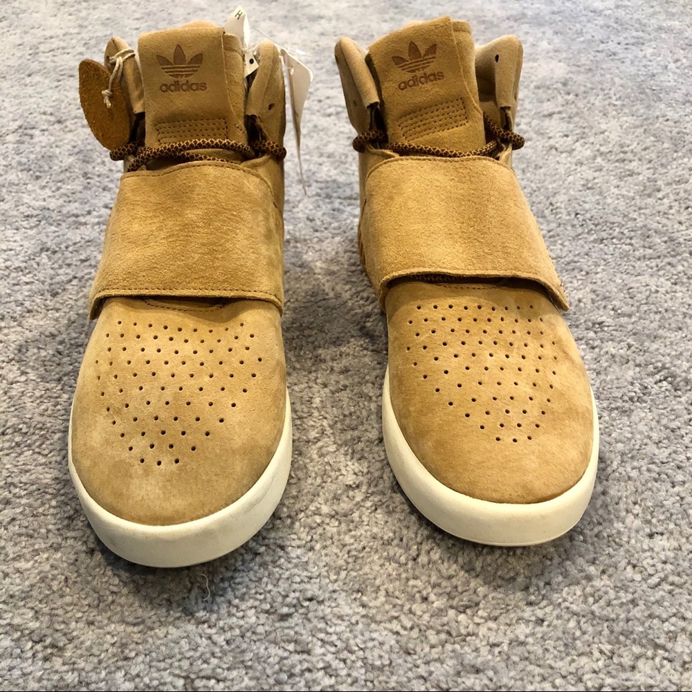 Adidas Tubular Invader Strap J BA7334 Tan Suede